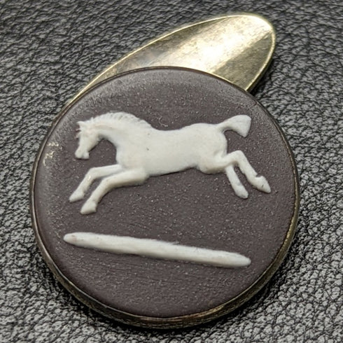 British Vintage Wedgwood Horse Relief Sterling Silver Cufflinks in Case